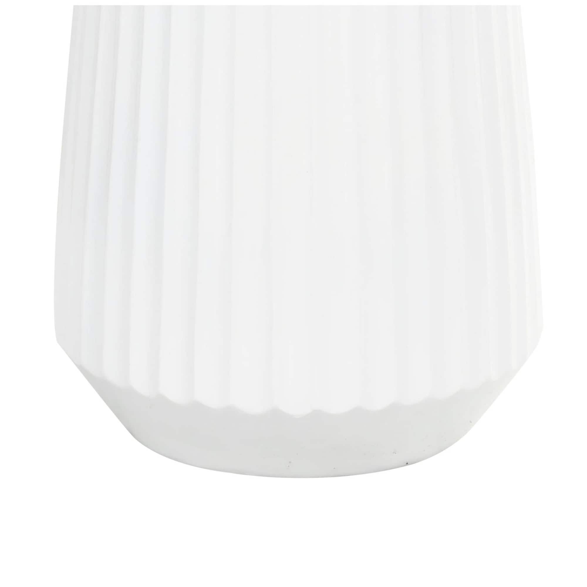 Large White Ribbed Resin Floor Vase